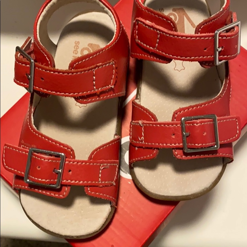 See Kai Run Red Leather Sandals 8